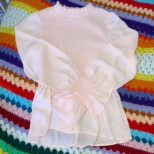 🌸 Pink Mock Neck Blouse